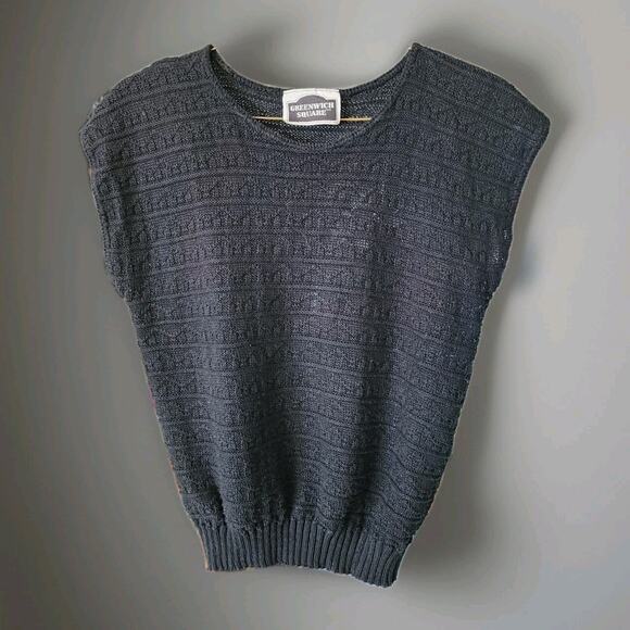 Vintage 1980's Woman's Sleeveless Sweater Knit Cropped Preppy Trendy Sweater - Picture 2 of 5